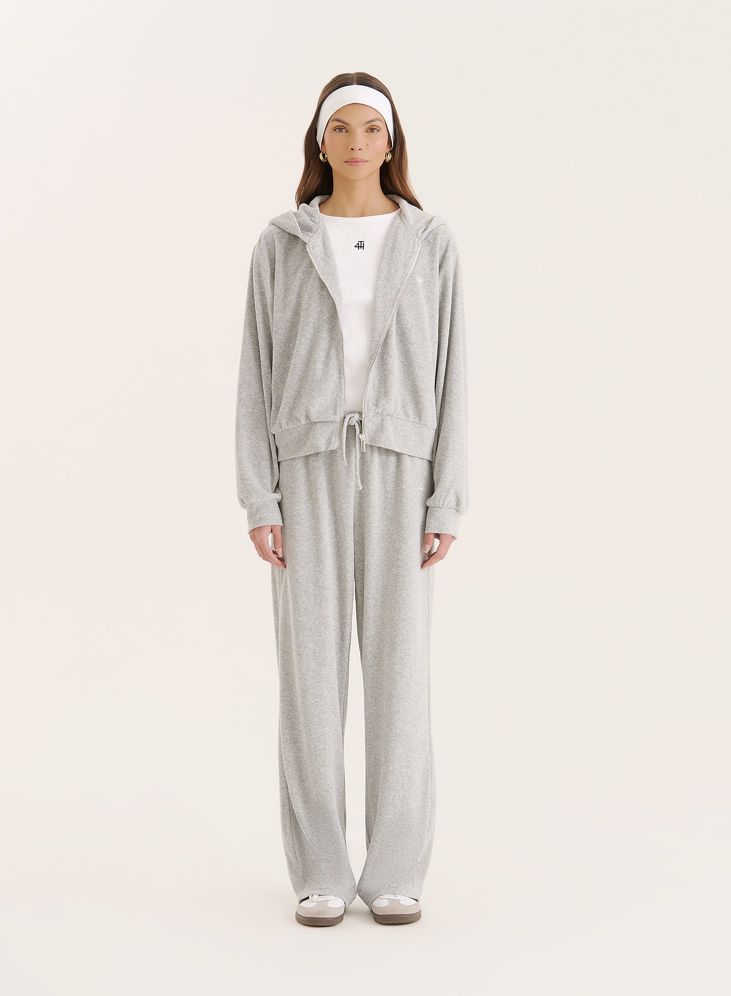 Grey Towelling Zip Hoodie